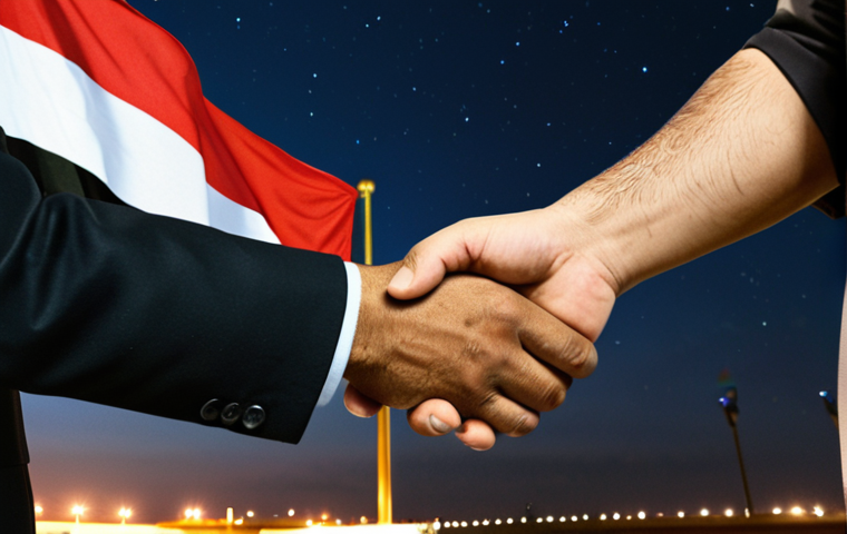 **Strategic Partnership:** A split image. On one side, a handshake between an Egyptian and Libyan official against a backdrop of the Egyptian and Libyan flags. On the other side, a dark, grainy image of a border crossing at night, with blurry figures suggesting smuggling. Focus on conveying both cooperation and security challenges.