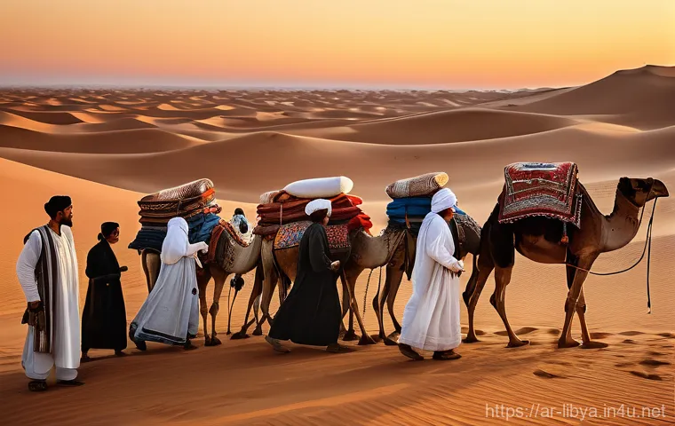 리비아와 알제리의 역사적 관계 - **Prompt 1: Historical Caravan of Brotherhood**
    "A stunning wide shot of a historical trade cara...