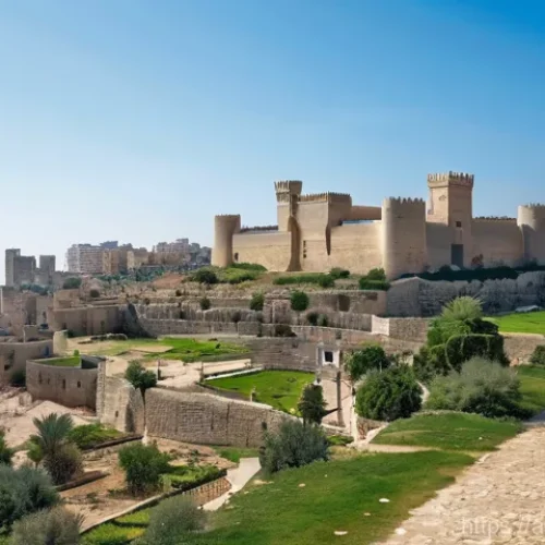 Home 17 트리폴리 역사적 유적지 - **Prompt:** "A majestic, ancient stone citadel, the Tripoli Citadel (also known as Raymond de Saint-...