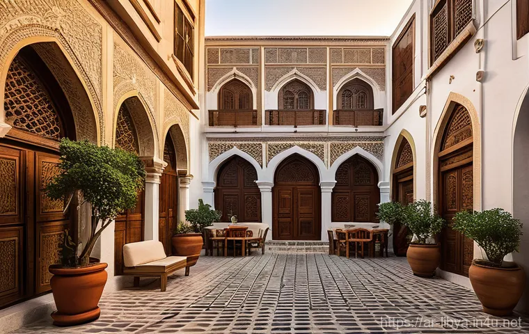 리비아의 대표적인 건축 양식과 특징 - **Prompt:** A serene, ancient scene within the Old City of Ghadames, Libya. Focus on the unique arch... 리비아의 대표적인 건축 양식과 특징 - **Prompt:** A serene, ancient scene within the Old City of Ghadames, Libya. Focus on the unique arch...
