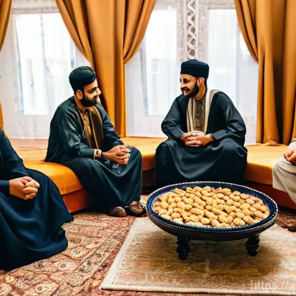 리비아 결혼 문화와 예절 - **Prompt: The Libyan Engagement Ceremony (Qira'at al-Fatiha)**
    "A heartwarming scene depicting a...