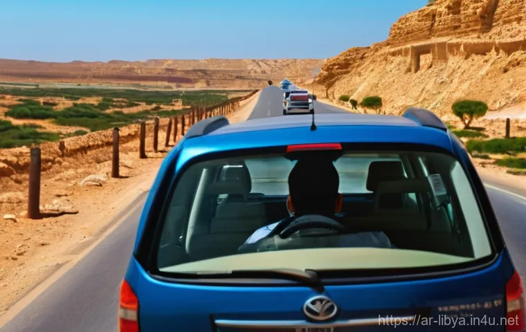 리비아에서 자동차 렌트 주의사항 - **Prompt 1: Diligent Pre-Journey Checks**
    A bright, well-lit scene featuring a young Arab man, d...